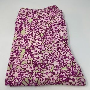 LulaRoe womens tall & curvy (12-18) pink floral stretch leggings